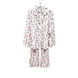 NWOT Toss Designs 2PC Pajama Set Womens XL Cream Champagne Print Tencel